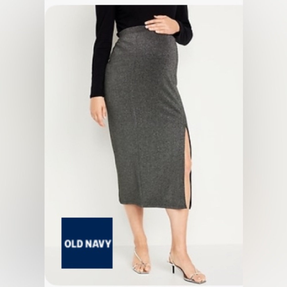 Old Navy maternity metallic midi skirt size M